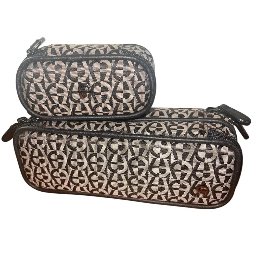 New Etienne Aigner Travel Contact Glasses Cases Zippered Accessory Purse Mirror